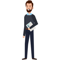 businessman with curriculum avatar character vector illustration design