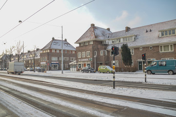 Snow At Betondorp Amsteram The Netherlands 