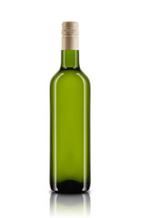 Bouteille de vin (alcool) sur fond blanc