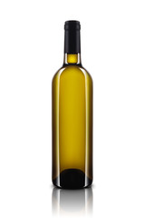 Bouteille de vin (alcool) sur fond blanc