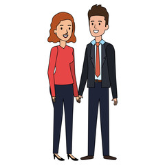 business couple avatars characters vector illustration design