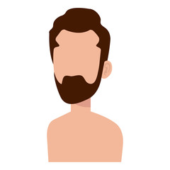 young man with beard shirtless avatar character vector illustration design