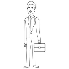 businessman with portfolio avatar character vector illustration design