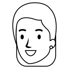 beautiful and young woman head character vector illustration design