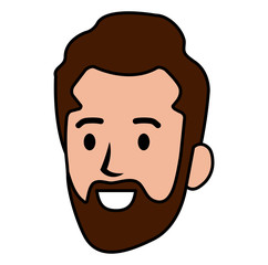 young man head with beard avatar character vector illustration design