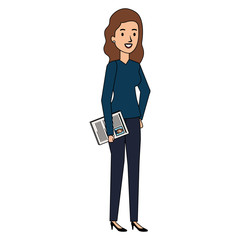businesswoman with curriculum avatar character vector illustration design
