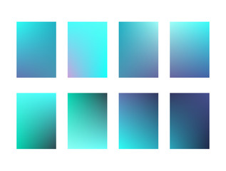 Set of bright and deep ui backgrounds. Trendy turquoise and aquamarine gradients for smartphone screen wallpaper, mobile apps