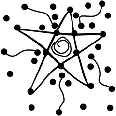 Abstract contour star with a curves and circles