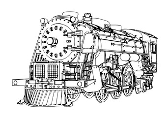 silhouette retro steam engine vector