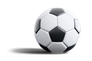 typical black and white soccer ball isolated on white background