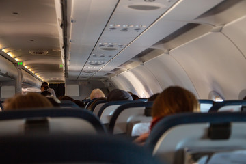 Fototapeta premium airplane seat when flying on the way