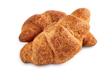Fresh croissants on white.