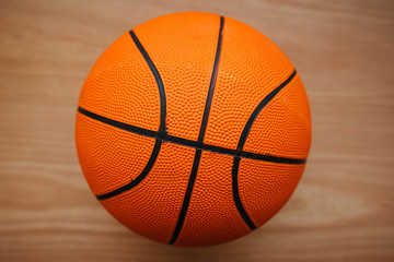 Fototapeta premium Basketball ball on court floor