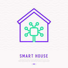 Smart house thin line icon. Modern vector illustration.