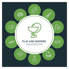 health, science, sports Infographic Circle outline Icons Set. Contains such Icons as  business,  website,  elements,  background,  pattern,  illustration and more. ..Fully Editable. Pixel Perfect