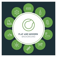 health, science, sports Infographic Circle outline Icons Set. Contains such Icons as  business,  website,  elements,  background,  pattern,  illustration and more. ..Fully Editable. Pixel Perfect