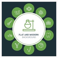 health, science, sports Infographic Circle outline Icons Set. Contains such Icons as  business,  website,  elements,  background,  pattern,  illustration and more. ..Fully Editable. Pixel Perfect