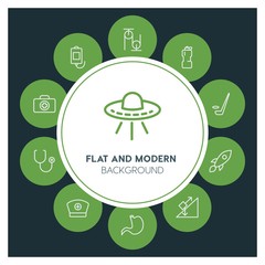 health, science, sports Infographic Circle outline Icons Set. Contains such Icons as  business,  website,  elements,  background,  pattern,  illustration, ice and more. ..Fully Editable. Pixel Perfect