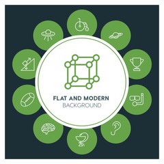 health, science, sports Infographic Circle outline Icons Set. Contains such Icons as  business,  website,  elements,  background,  pattern,  illustration, ear and more. ..Fully Editable. Pixel Perfect