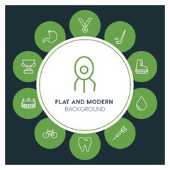 health, science, sports Infographic Circle outline Icons Set. Contains such Icons as  business,  website,  elements,  background,  pattern,  illustration, ice and more. ..Fully Editable. Pixel Perfect