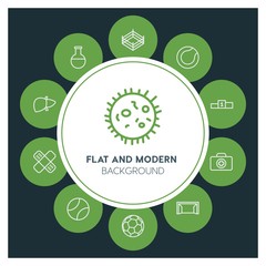 health, science, sports Infographic Circle outline Icons Set. Contains such Icons as  business,  website,  elements,  background,  pattern,  illustration, kit and more. ..Fully Editable. Pixel Perfect