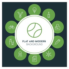 health, science, sports Infographic Circle outline Icons Set. Contains such Icons as  business,  website,  elements,  background,  pattern,  illustration and more. ..Fully Editable. Pixel Perfect