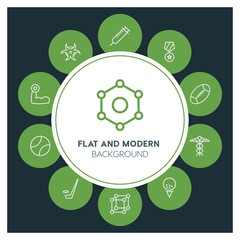 health, science, sports Infographic Circle outline Icons Set. Contains such Icons as  business,  website,  elements,  background,  pattern,  illustration, ice and more. ..Fully Editable. Pixel Perfect