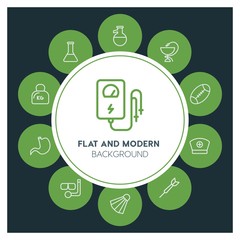 health, science, sports Infographic Circle outline Icons Set. Contains such Icons as  business,  website,  elements,  background,  pattern,  illustration and more. ..Fully Editable. Pixel Perfect