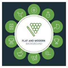 health, science, sports Infographic Circle outline Icons Set. Contains such Icons as  business,  website,  elements,  background,  pattern,  illustration and more. ..Fully Editable. Pixel Perfect