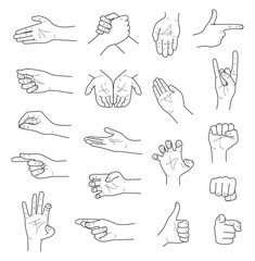Hand gestures contour sketch ector set - 201215639