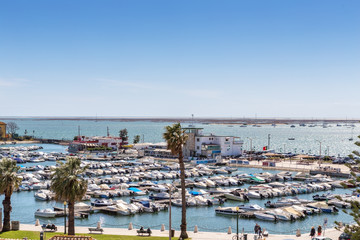 View of the city of Faro from the top, to the marina.