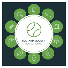 health, science, sports Infographic Circle outline Icons Set. Contains such Icons as  business,  website,  elements,  background,  pattern,  illustration and more. ..Fully Editable. Pixel Perfect