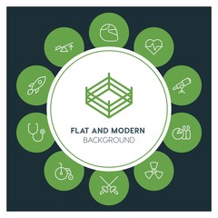 health, science, sports Infographic Circle outline Icons Set. Contains such Icons as  business,  website,  elements,  background,  pattern,  illustration and more. ..Fully Editable. Pixel Perfect