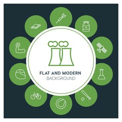 health, science, sports Infographic Circle outline Icons Set. Contains such Icons as  business,  website,  elements,  background,  pattern,  illustration and more. ..Fully Editable. Pixel Perfect