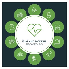 health, science, sports Infographic Circle outline Icons Set. Contains such Icons as  business,  website,  elements,  background,  pattern,  illustration, bow and more. ..Fully Editable. Pixel Perfect