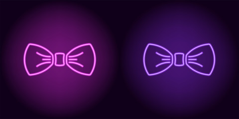 Neon bow tie in purple and violet color