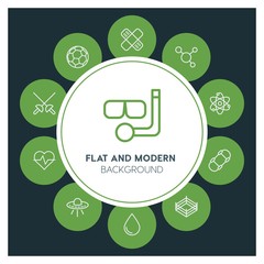 health, science, sports Infographic Circle outline Icons Set. Contains such Icons as  business,  website,  elements,  background,  pattern,  illustration, ufo and more. ..Fully Editable. Pixel Perfect