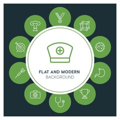 health, science, sports Infographic Circle outline Icons Set. Contains such Icons as  business,  website,  elements,  background,  pattern,  illustration, kit and more. ..Fully Editable. Pixel Perfect