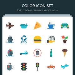Modern Simple Set of transports, food, nature, drinks Vector flat Icons. ..Contains such Icons as ship, car,  cargo,  meal,  vessel,  healthy and more on dark background. Fully Editable. Pixel Perfect