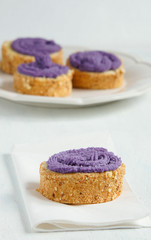 biscuit pastries (rolls) with blueberry cream
