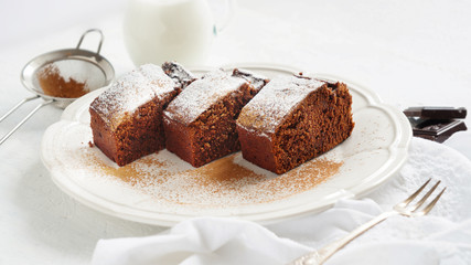 Brownie with berries and chocolate