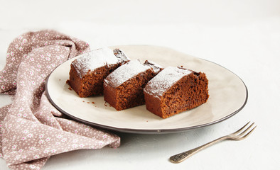 Brownie with berries and chocolate