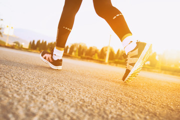 Marathon running race, Run up the mountain road. with copy space.