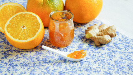 orange jam with ginger backlit