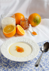 semolina porridge in the white plate