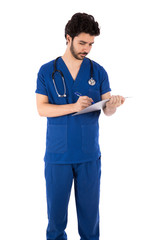 a young nurse checking