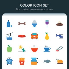 Modern Simple Set of transports, food, nature, drinks Vector flat Icons. ..Contains such Icons as  jug,  potato,  desert,  sea,  anatomy, hot and more on dark background. Fully Editable. Pixel Perfect
