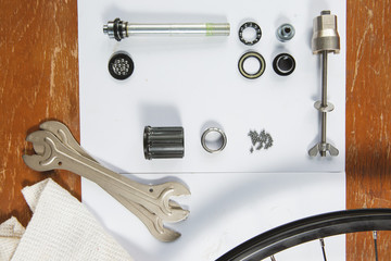 Maintenance of bushing and ratchet rattles, set of bicycle tools