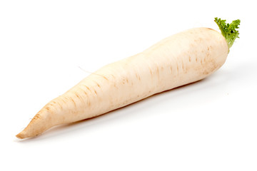 Daikon radishes isolated on white background