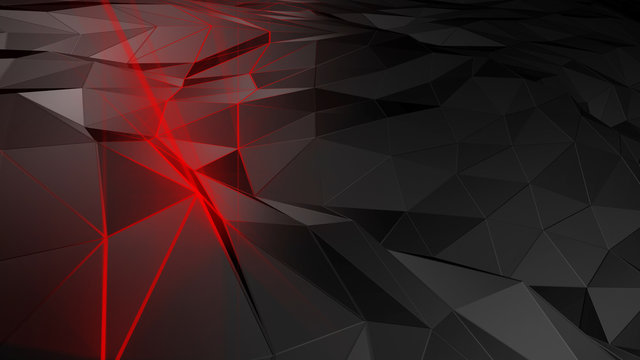 3D rendering abstract polygonal space low poly with connecting surface. Futuristic HUD background